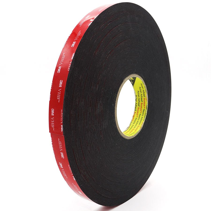 3M 5952 F VHB pour les substrats avec peinture en poudre - Épaisseur de 1,1 mm, Noir