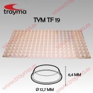TYM TF19 TOP FIX - Tope Adhesivo de Protección Cilíndrico Transparente 12,7 mm de diámetro x 6,4 mm de altura