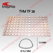 TYM TF28 TOP FIX - Tope Adhesivo de Protección Hemiesférico Transparente 16 mm de diámetro x 7,9 mm de altura