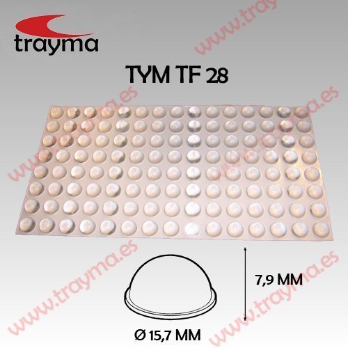 TYM TF28 TOP FIX - Tope Adhesivo de Protección Hemiesférico Transparente 16 mm de diámetro x 7,9 mm de altura