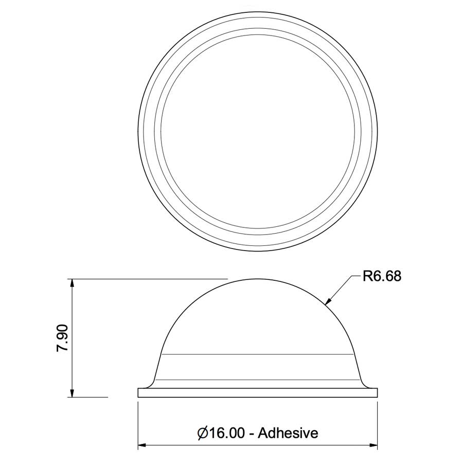 TYM TF28 TOP FIX - Tope Adhesivo de Protección Hemiesférico Transparente 16 mm de diámetro x 7,9 mm de altura