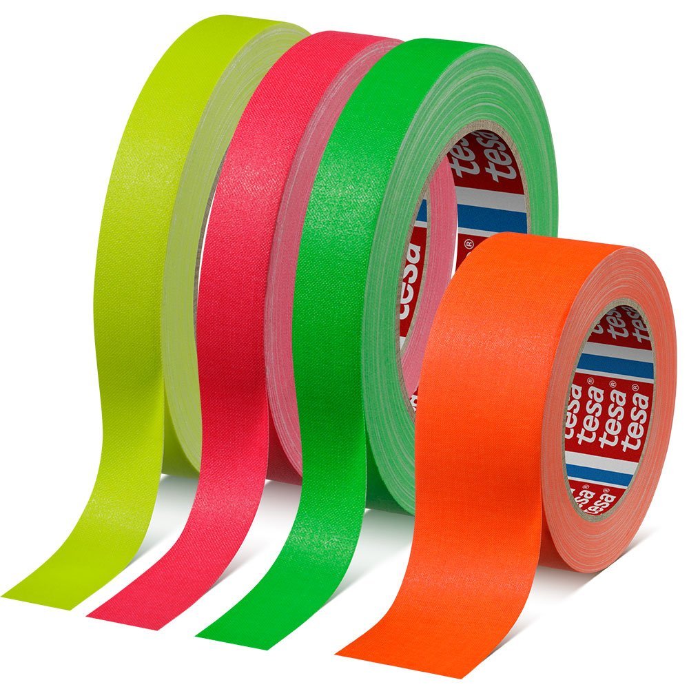 tesa 4671 Cinta adhesiva de tejido de colores fluorescentes - Especial Espectáculos - trama 120 hilos - Retirada sin residuos