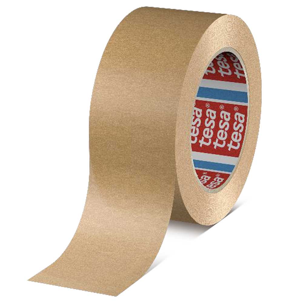 tesa 4713 Cinta adhesiva de papel Kraft ecológico FSC desechable con el cartón - Certificado INGEDE 12 - 50 mm x 50 m