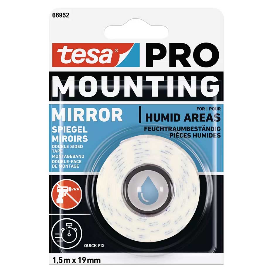tesa 66952 PRO MONTAJE DE ESPEJOS - Cinta doble cara de espuma de PE