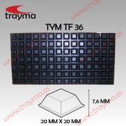 TYM TF36 TOP FIX - Tope Adhesivo de Protección Cuadrado Negro 20 mm x 7,6 mm de altura